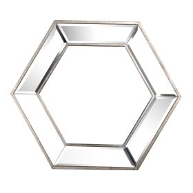 20" x 18" Hexagon Wall Mirror with Contemporary Glass Design, Home Decor Accent Mirror for Living Room, Entryway, Bedroom