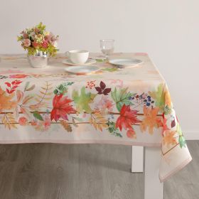 Stain Resistant Mother Day Table Cloth Leaves Table Cover Home Dining Room Non Iron Table Protection Square 52x52 inch