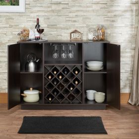 Espresso 2-Door Wine Cabinet with Stemware Rack