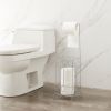 Silver Metal Frame Toilet Paper Holder Stand, Bathroom Tissue Organizer