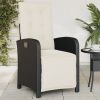 Reclining Patio Chairs 2 pcs with Footrest Black Poly Rattan