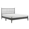 Mid-Century Modern Design Queen Platform Bed 1pc Gray Finish Wooden Bedroom Furniture Vertical Slats Headboard, Bed in a Box