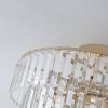 Gold Crystal Chandeliers,5-Tier Round Semi Flush Mount Chandelier Light Fixture