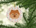 German Spitz Merry Christmas Ceramic Ornament Christmas Tree Hanging Decorations for Home Christmas Holiday, Party, Gift, 3 in, Multicolor