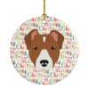 Rat Terrier Merry Christmas Ceramic Ornament Christmas Tree Hanging Decorations for Home Christmas Holiday, Party, Gift, 3 in, Multicolor