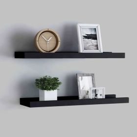 Picture Frame Ledge Shelves 2 pcs Black 23.6"x3.5"x1.2" MDF