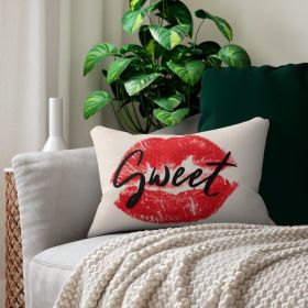 Decorative Throw Pillow - Double Sided / Sweet Lips Kiss - Beige/black