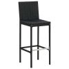 Garden Bar Stools with Cushions 2 pcs Black Poly Rattan