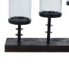 DecMode 5 Holder Brown Mango Wood Handmade Pillar Candelabra with Wood Base