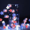 1pc, Flag String Lights, 4th Of July Memorial Day American Flag Stars Decoration String Lights, Battery Operated With Multi-Function Remote Lights