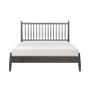 Mid-Century Modern Design Queen Platform Bed 1pc Gray Finish Wooden Bedroom Furniture Vertical Slats Headboard, Bed in a Box