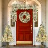 Pre-lit Xmas Tree Artificial Christmas 4-Piece Set,Garland, Wreath and Set of 2 Entrance Trees X-mas