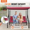 VEVOR 3-Seat Patio Swing Chair, Converting Canopy Swing, Outdoor Patio Porch with Adjustable Canopy, Removable Thick Cushion and Alloy Steel Frame