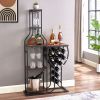 11 Bottle Wine Bakers Rack, 5 Tier Freestanding Wine Rack with Hanging Wine Glass Holder and Storage Shelves