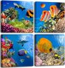 Bathroom Canvas Wall Art Sea Turtle Wall Decor for Living Room Colorful Fish Coral Dolphin Ocean Theme Underwater World Pictures for Bedroom Navy Seas