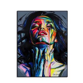 Ha's Art 100% Handmade Large Home Decor Francoise Nielly Face Oil Painting Wall Art Fashion Picture Portrait Palette Knife Canvas Acrylic Texture Colo (size: 90x120cm)