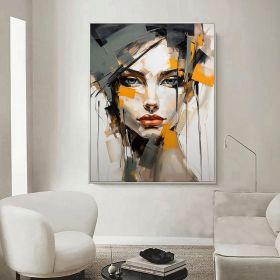 Handmade Oil Painting Figure Abstract Painting Original Woman Painting Lady Abstract Painting Orange Texture Painting Large Textured Wall Art Customiz (Style: 01, size: 90x130cm)