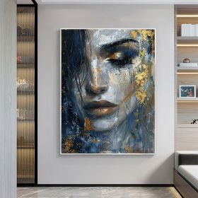 Hand Painted Abstract Beautiful Girl Face Oil Painting On Canvas Large Wall Art Original Portrait Art Custom Figure Painting Bedroom Wall Decor Gift F (Style: 01, size: 140x210cm)