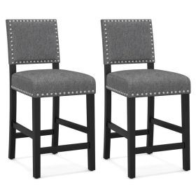 38.5/43.5 Inch Set of 2 Counter Height Chairs with Solid Rubber Wood Frame (size: S)