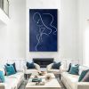 Hand Painted Oil Painting Navy Blue Woman Stick Figure Original Painting on Canvas Extra Large Huge Vertical Wall Art Livingroom Bedroom Minimalist Ho