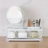 1pc Kitchen Countertop Kitchenware Chopsticks Plate Organizer Multi-functional Double Drainage Bowl Rack