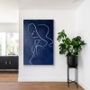 Hand Painted Oil Painting Navy Blue Woman Stick Figure Original Painting on Canvas Extra Large Huge Vertical Wall Art Livingroom Bedroom Minimalist Ho