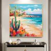 Hand Painted Oil Painting Tropical Seascape Oil Painting on Canvas Original Custom Cactus Home Decor Abstract Beach Painting Living room Wall Decor La